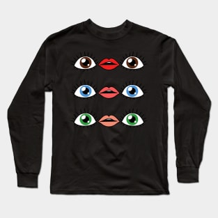 Eye Mouth Eye Emoji set Long Sleeve T-Shirt